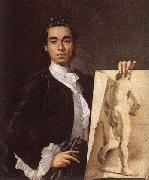 Luis Egidio Melendez Detail of Self-portrait Holding an Academic Study Spain oil painting artist
